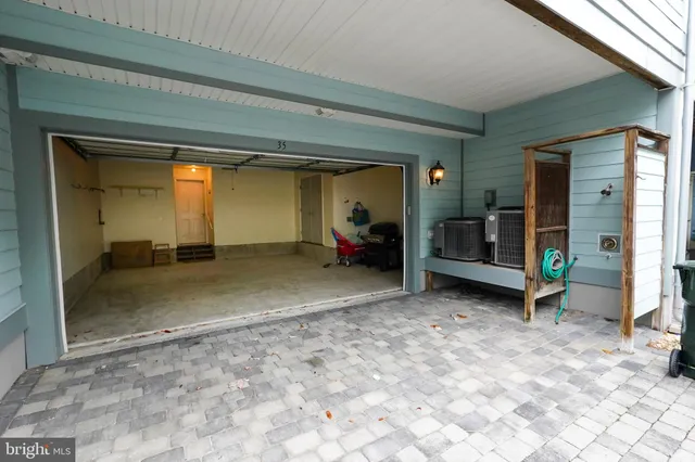 a view of a porch with a bench