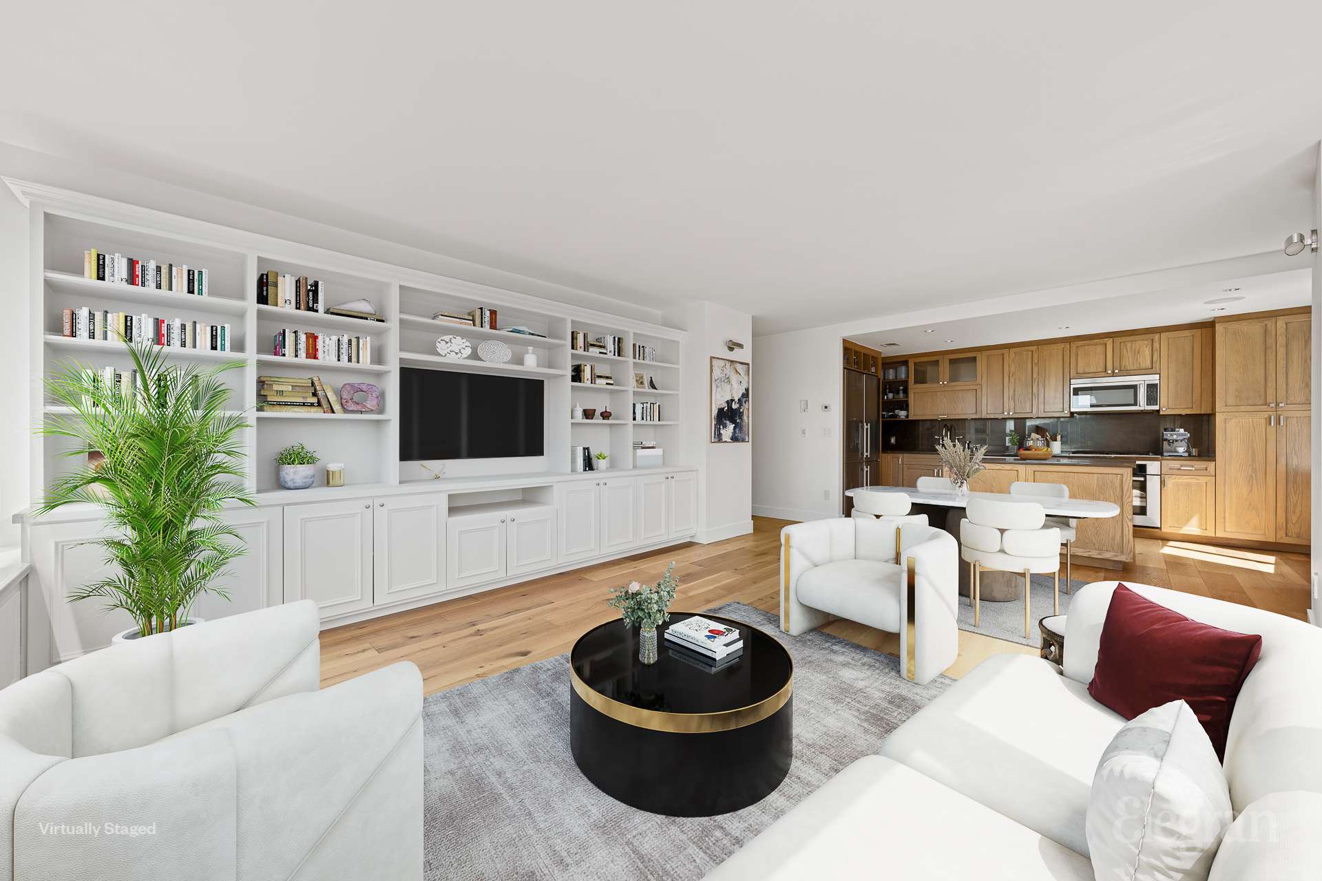 333 Rector Place, Unit 805 Manhattan, NY 10280 - Photo 8 of 28 a living room with furniture and a flat screen tv