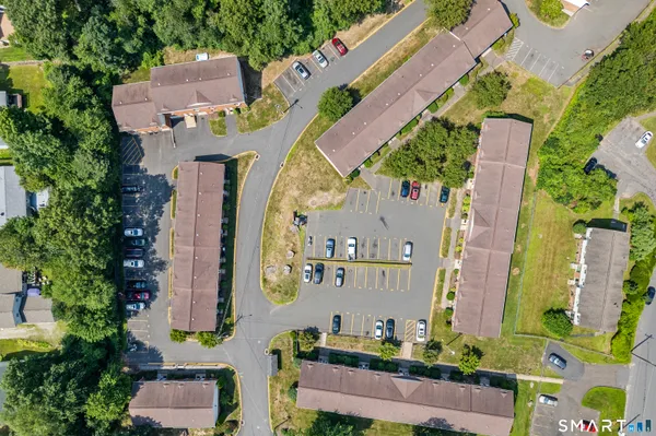 an aerial view of a house