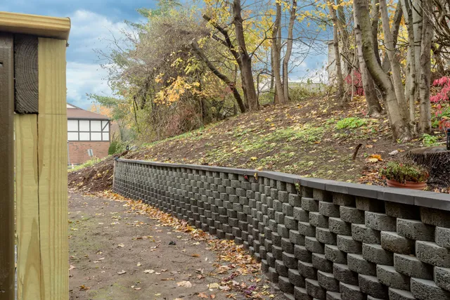 a view of a yard with a tree