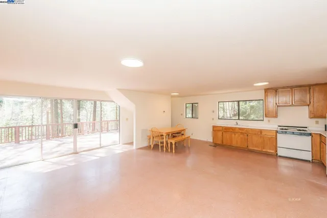 a large living room with a large window