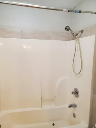 a bathroom with a bathtub