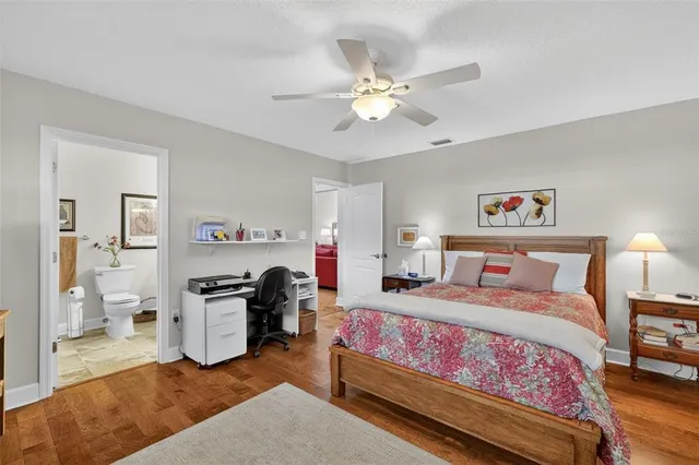 a bedroom with a bed and closet