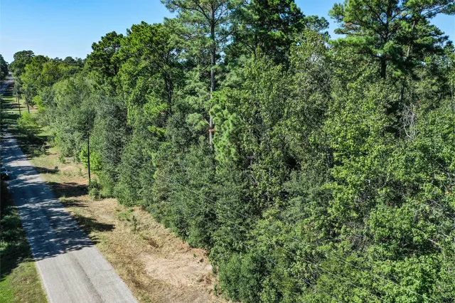 a view of a road with a yard