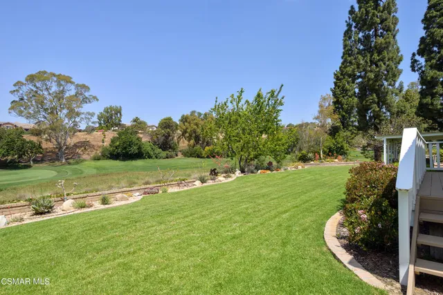a view of a golf course with a garden