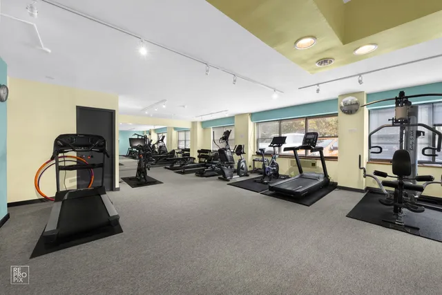 a view of a room with gym equipment