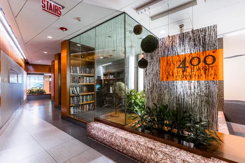 a view of room with wooden floor