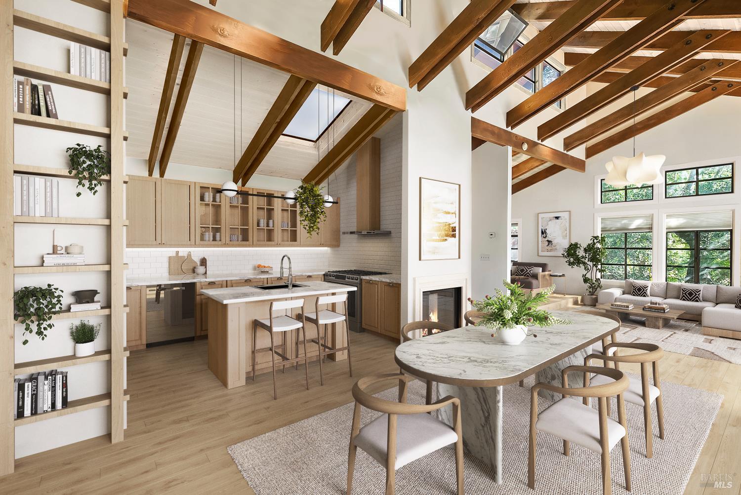 183 Laurel Drive Fairfax, CA 94930 - Photo 1 of 1 a view of a dining room with furniture large windows and wooden floor
