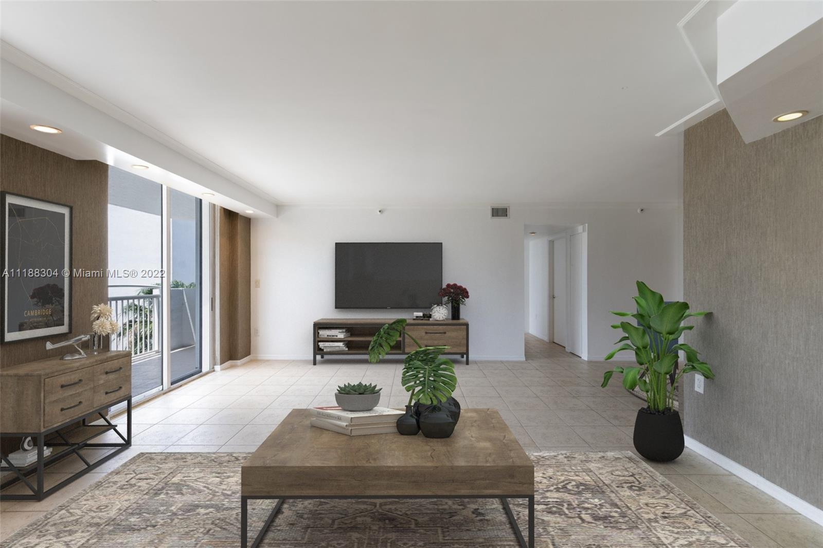 1621 Bay Road, Unit 602 Miami Beach, FL 33139 - Photo 4 of 28 a living room with furniture and a flat screen tv