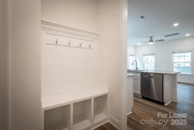 a view of kitchen with windows