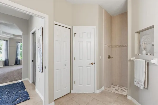 a view of a hallway with elevator