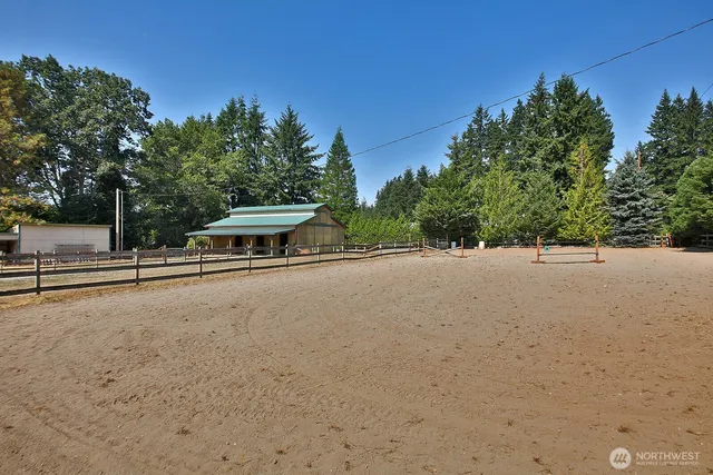 a view of a road with a yard