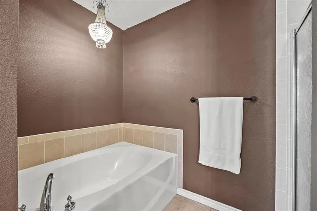 a bathroom with a bathtub