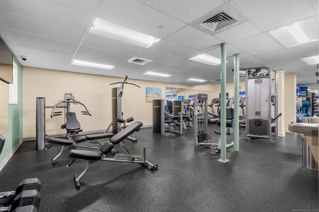 a view of a room with gym equipment