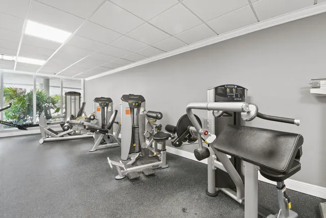 a view of a room with gym equipment