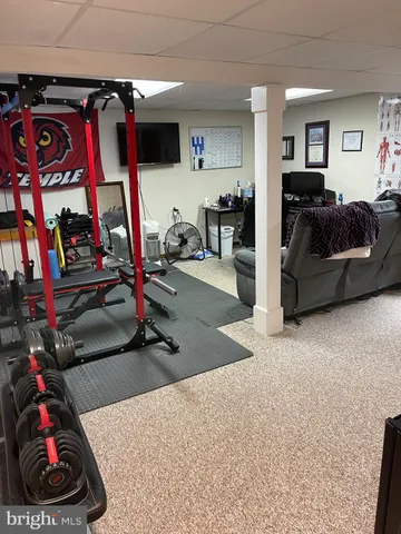 a view of a room with gym equipment