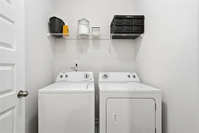 an aerial view of a swimming pool