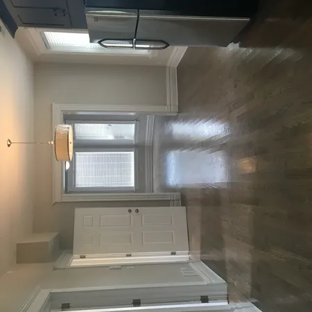 a bathroom with a bathtub