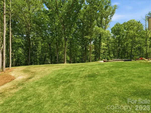 a view of outdoor space with trees all around