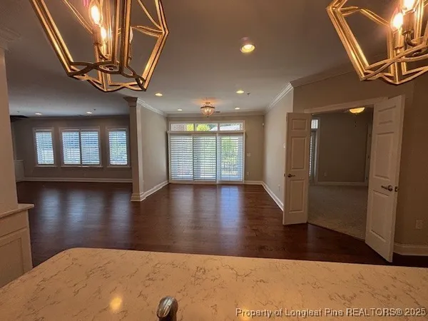a view of livingroom and hardwood