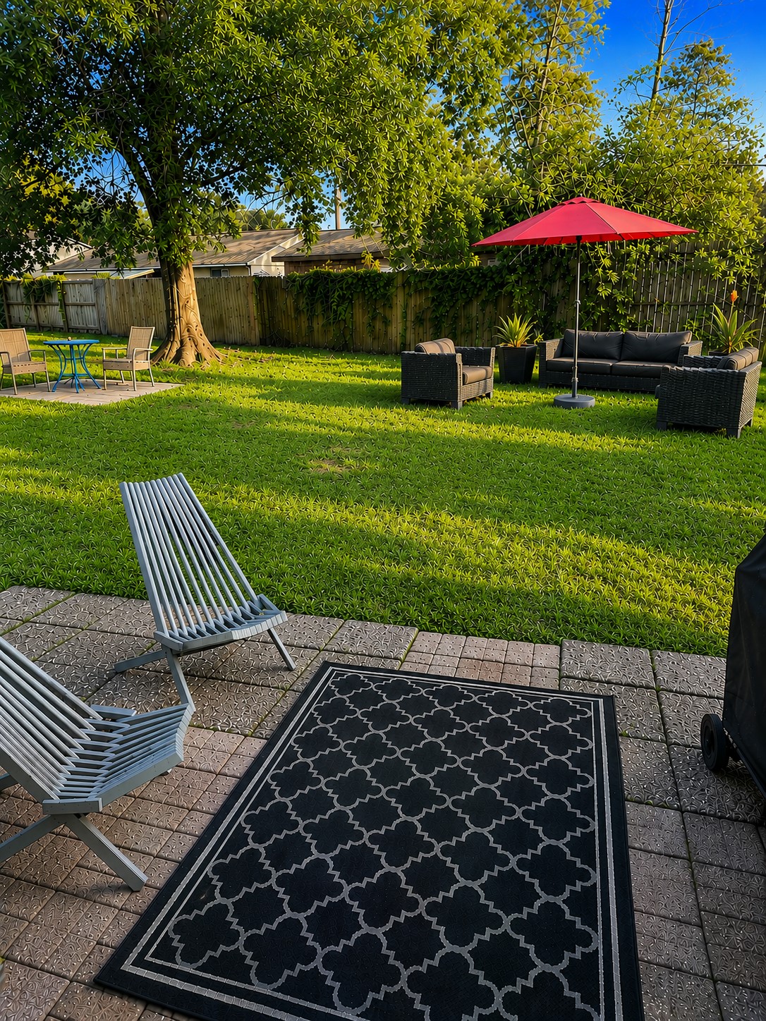 23907 Spring Mill Lane Spring, TX 77373 - Photo 5 of 28 This is what you see when you open the back door. Currently there are 3 seating spots but, there is enough space here for a garden wedding.