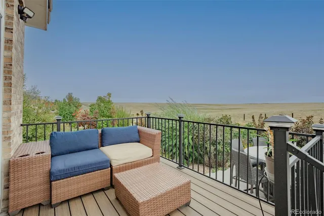 a balcony with a couch