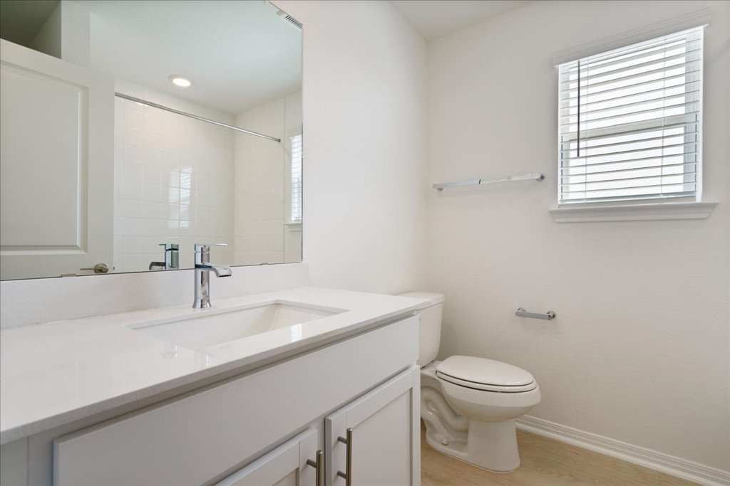 2513 Caleb Asher Loop Round Rock, TX 78665 - Photo 37 of 40 a bathroom with a sink a toilet and a mirror