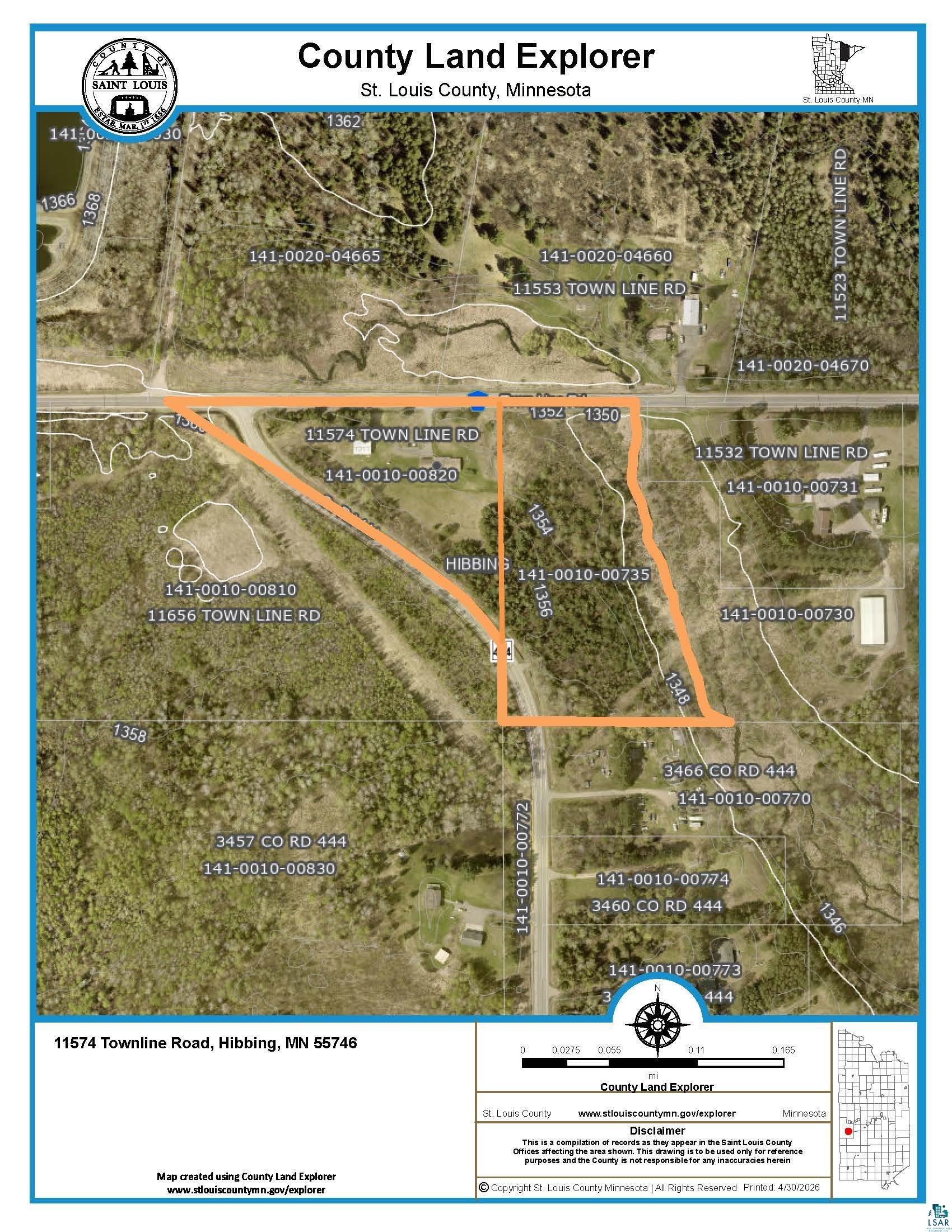 11574 Town Line Road Hibbing, MN 55746 - Photo 39 of 41 County Land Explorer Map. Depicting property boundaries and identification numbers within St