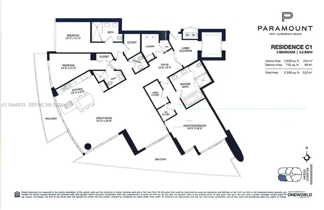 a view of a swimming pool with a yard and palm trees