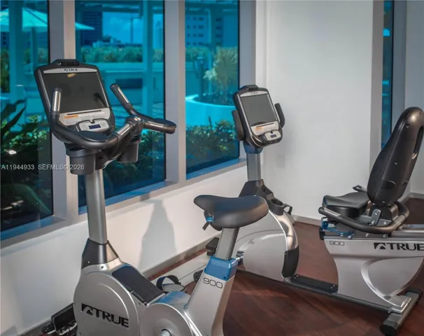 a view of an empty room with empty shelves