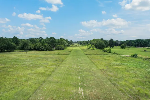 a view of a field with an trees
