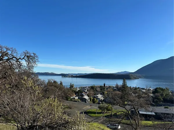a view of a lake and mountain