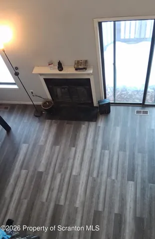 a view of a furniture and window in a room