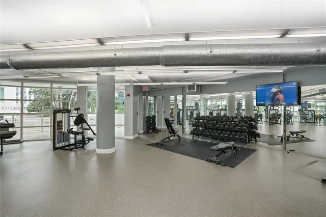 a gym hall with exercise machine
