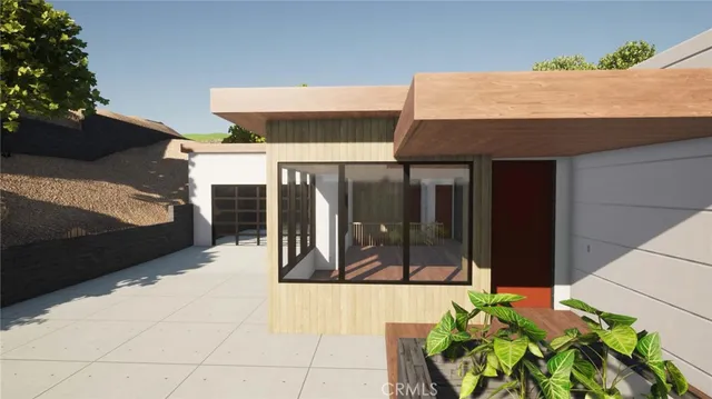 a view of a house with a patio