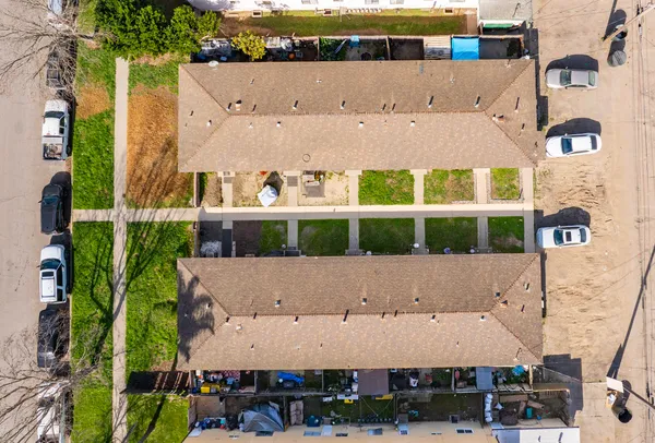 an aerial view of a house