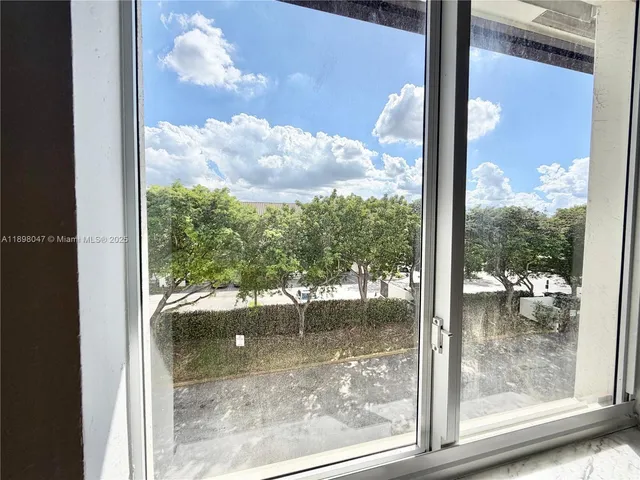 a view of a glass door