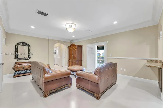 a living room with furniture