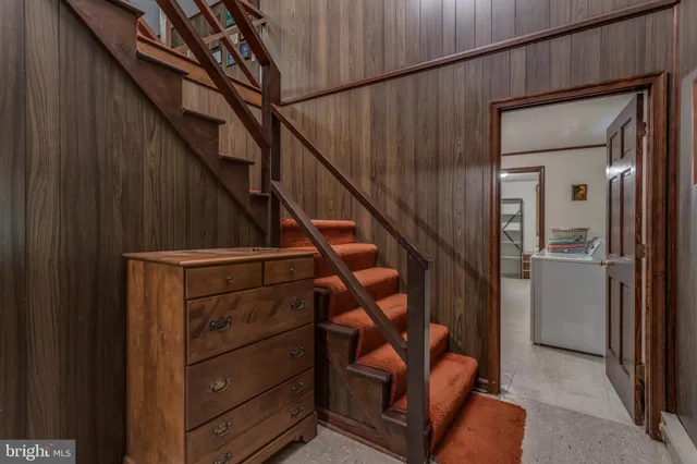 a storage room with a washer and dryer
