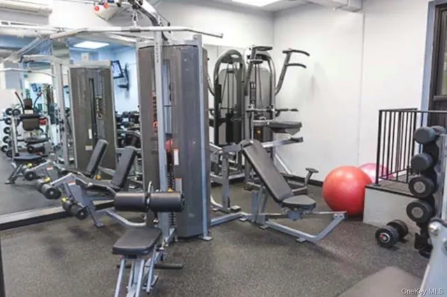 a view of a room with gym equipment