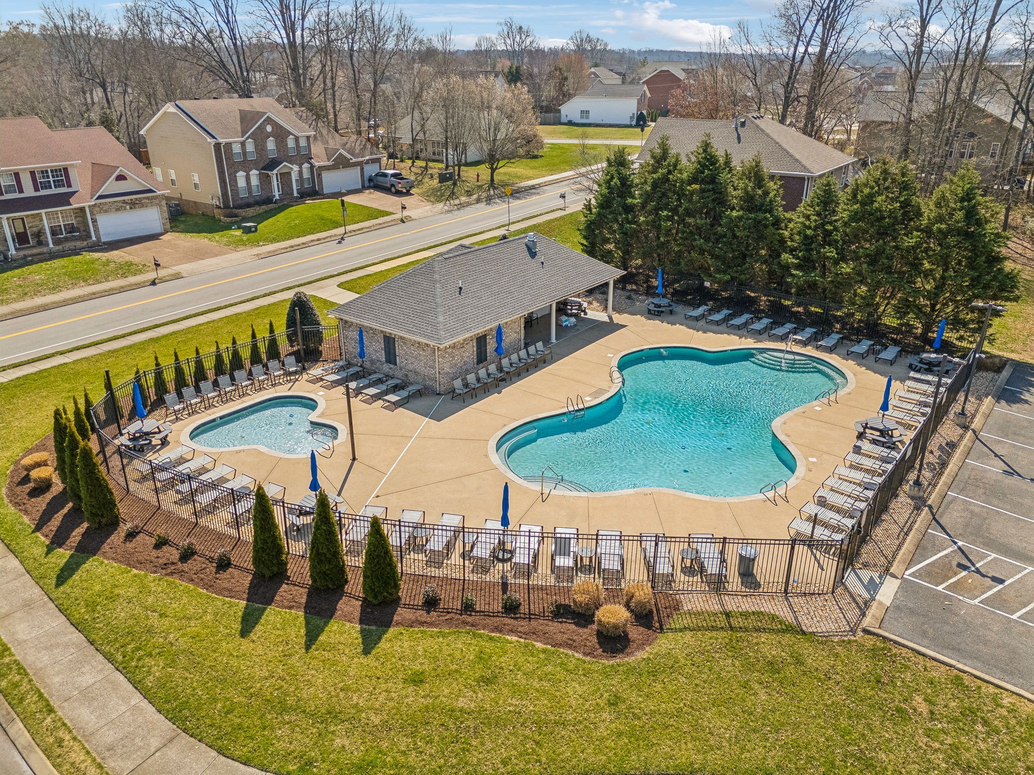 2006 Flocking Drive Spring Hill, TN 37174 - Photo 85 of 86 an aerial view of a house with a swimming pool patio and outdoor seating