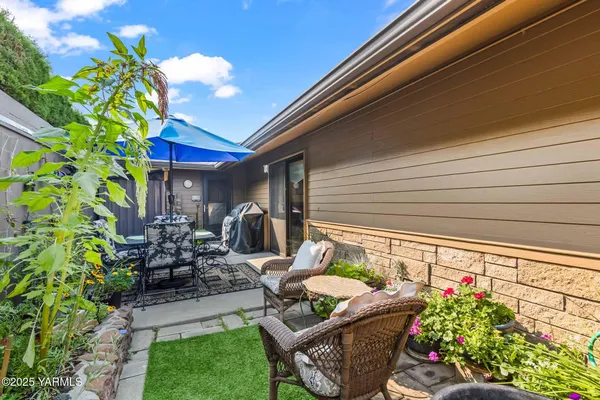 a outdoor living space with furniture