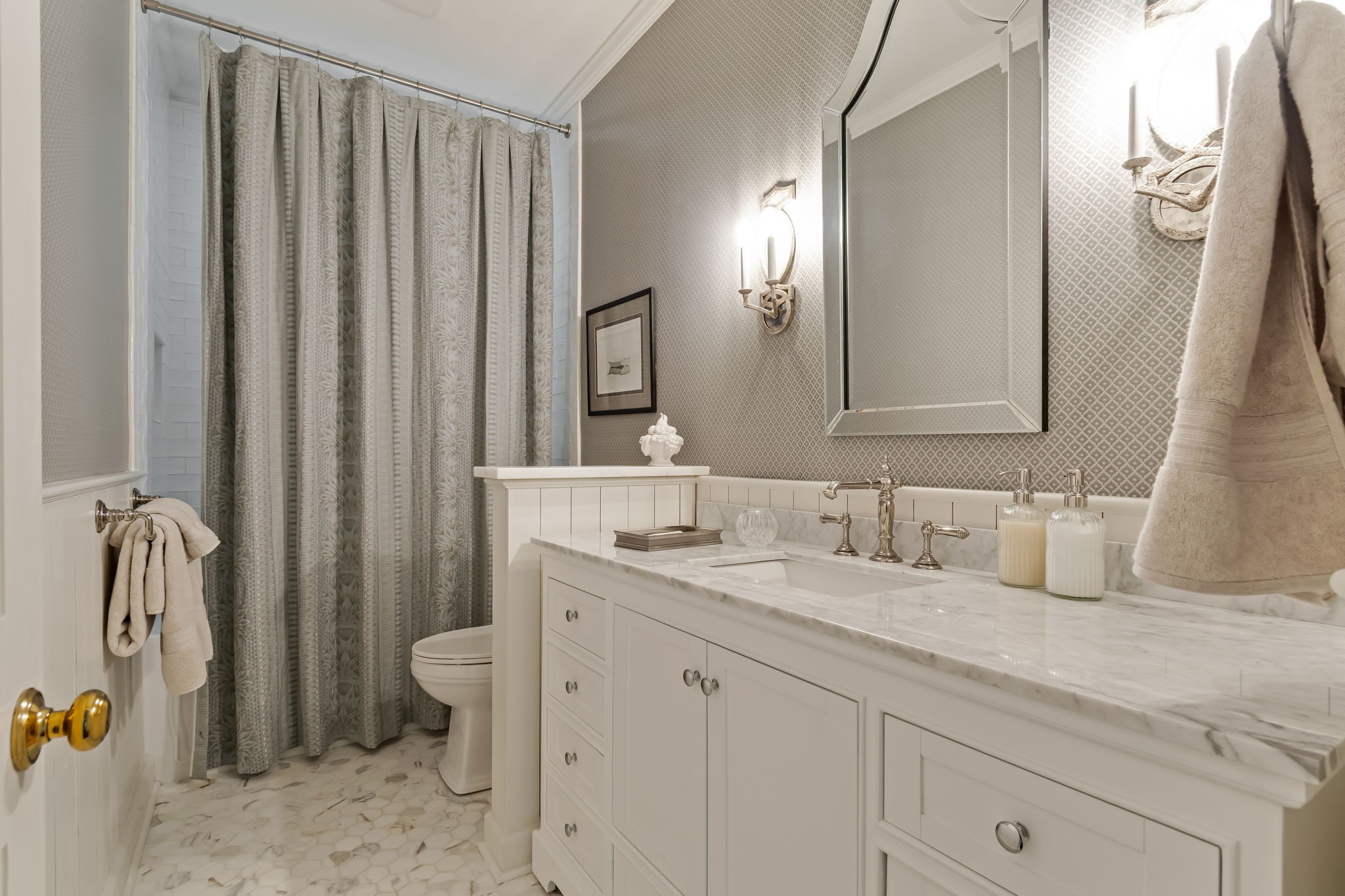 4487 Post Place, Unit 12 Nashville, TN 37205 - Photo 27 of 39 a bathroom with a granite countertop sink and a mirror