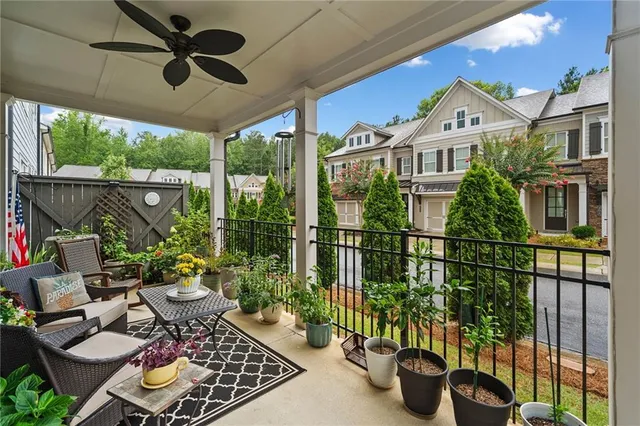 a outdoor space with lots of seating space
