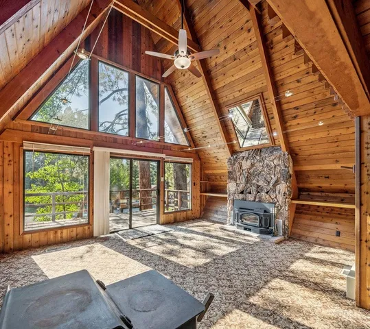 a view of a porch with a backyard