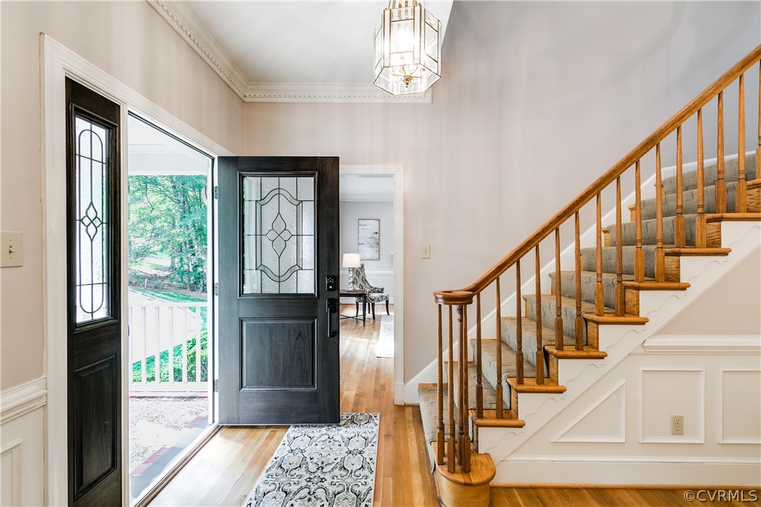 3830 Reeds Landing Circle Midlothian, VA 23113 - Photo 5 of 50 a view of entryway with wooden floor and stairs