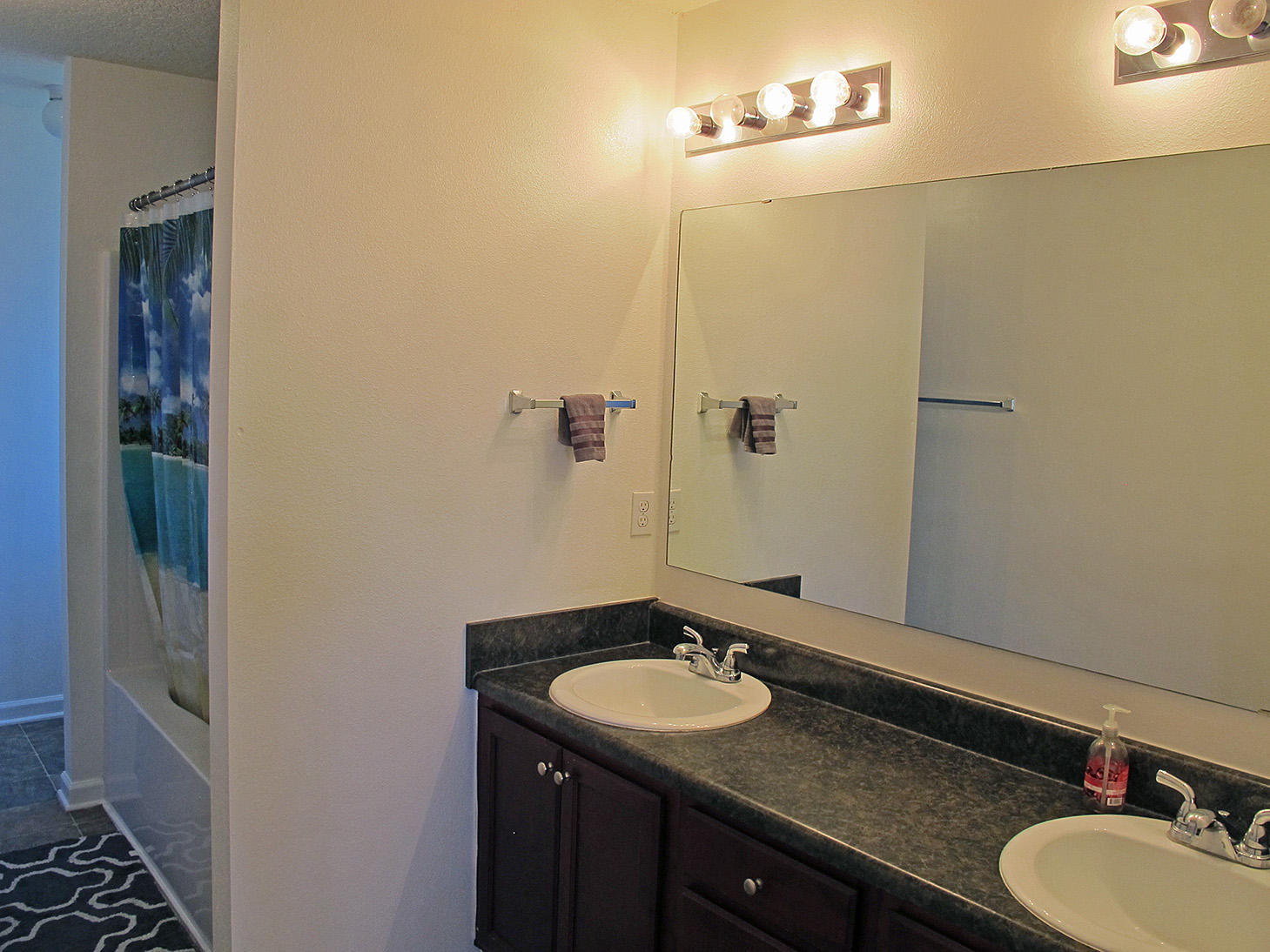 7980 Promise Creek Road Navarre, FL 32566 - Photo 19 of 31 a bathroom with a granite countertop sink and a mirror