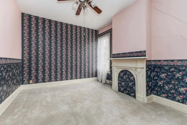 a view of a livingroom with a fireplace