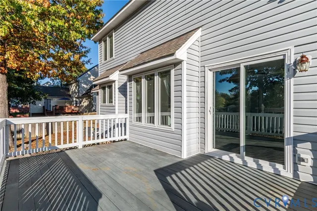 a view of a wooden deck