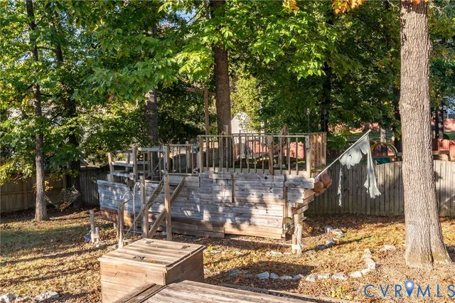 a view of a park with large trees